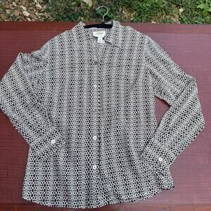 Talbots 100 % Silk Geometric Button-Down Shirt - Size 10